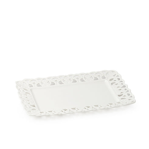 VASSOIO RETTANG.PORCELLANA TRAF.31X21CM HERVIT