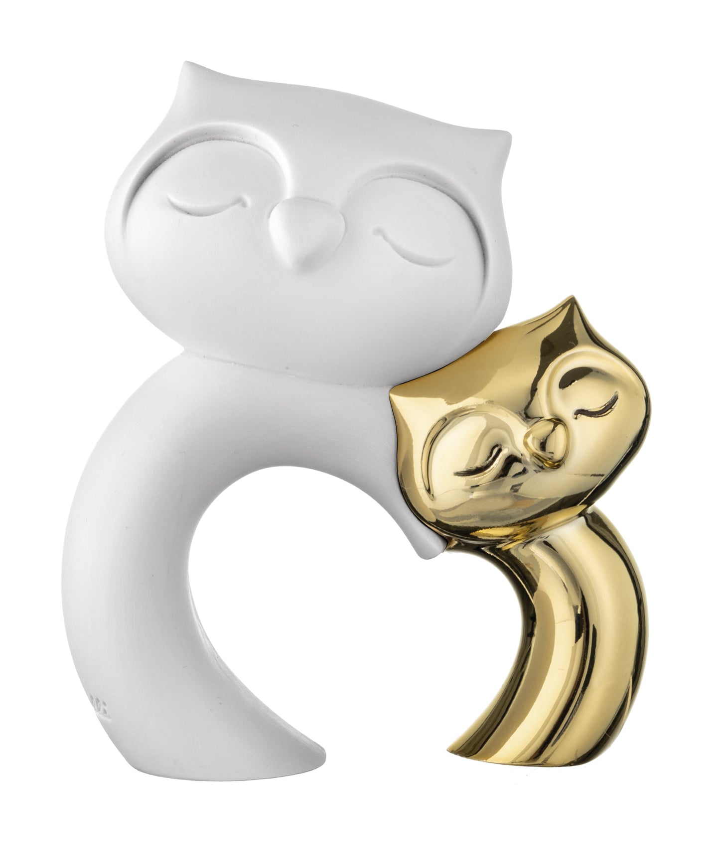 Coppia Gufi 21x20cm oro/bianco Bongelli