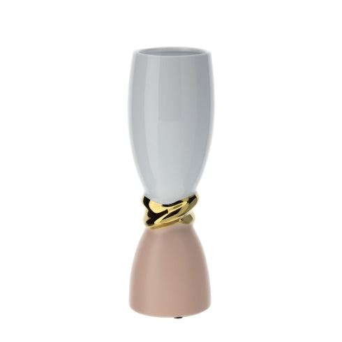 VASO WEAVING PORCELLANA DIA.12XH36CM HERVIT