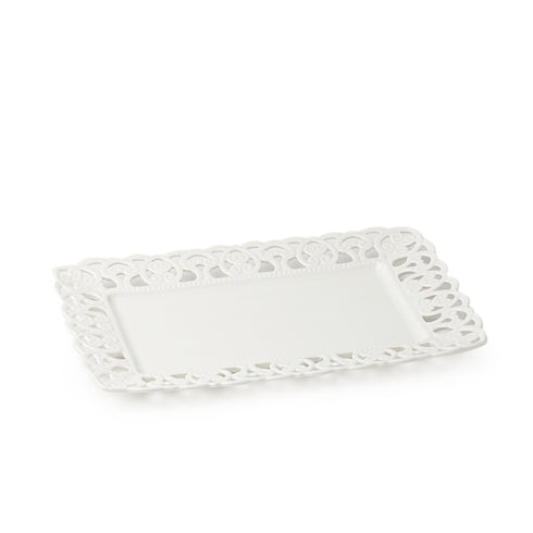 VASSOIO RETTANG.PORCELLANA TRAF.36X25CM HERVIT