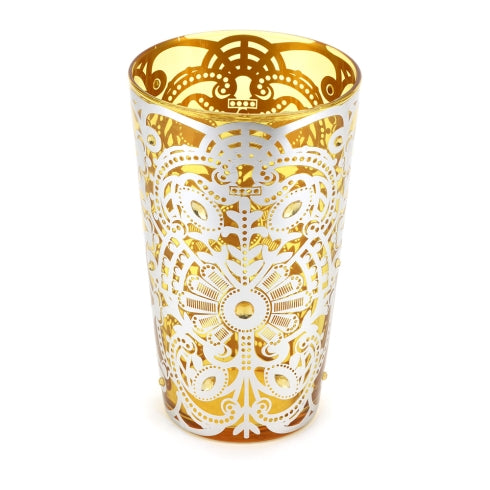 VASO VETRO BISANZIO GIALLO DIA.14XH23CM HERVIT