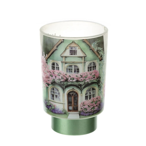 LAMPADA VETRO COTTAGE VERDE DIA.10X15CM C/LAMPADINA LED BATTERIA LUCE CALDA SCAT.REG.