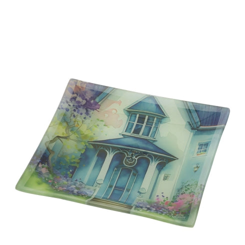 PIATTO VETRO COTTAGE BLU