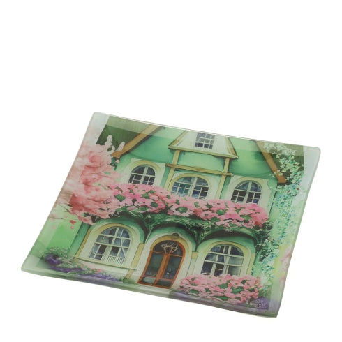 PIATTO VETRO COTTAGE VERDE