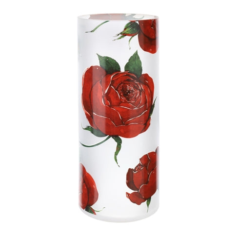 VASO VETRO ROSE BACCARAT DIA.12X30CM BIANCO FROZEN