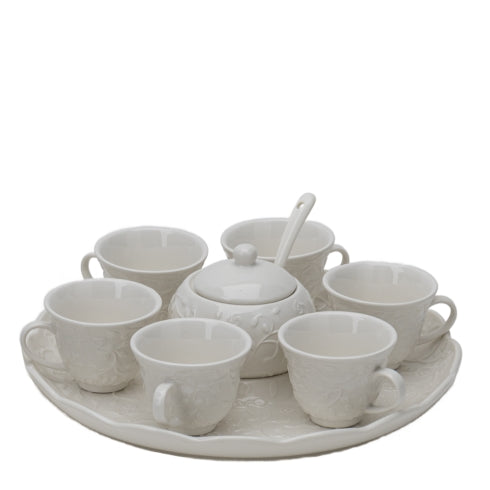 VASSOIO 6 TAZZINE CAFFE' PORC.DIA.26CM HERVIT