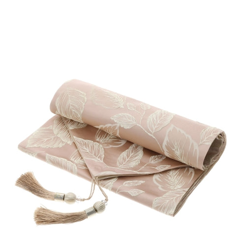 Runner Rosa con Ricami Foliage Oro in Poliestere Nappine Oro - 33x180cm HERVIT