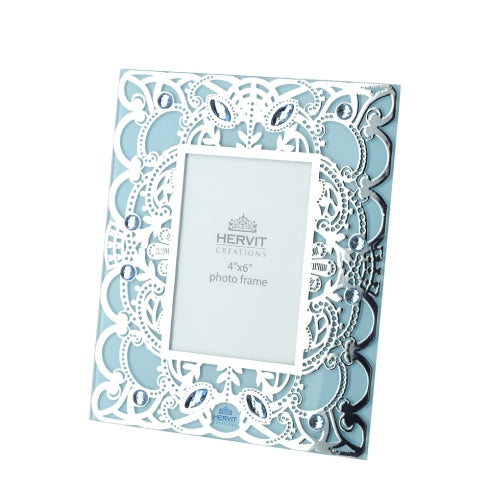 CORNICE VETRO BYZANTIUM AZZURRO 18X22CM HERVIT