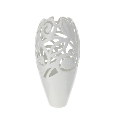 VASO PORC.TRAFORATO BIANCO DIA.19X40CM HERVIT