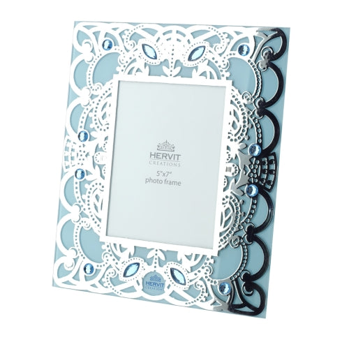 CORNICE VETRO BYZANTIUM AZZURRO 24X29CM HERVIT